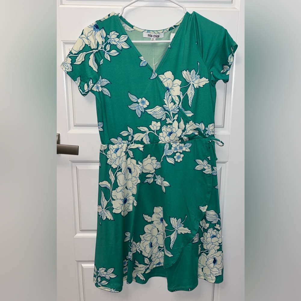 Mia Chica NWT Short Summer Blue Green Floral Dress Juniors XL